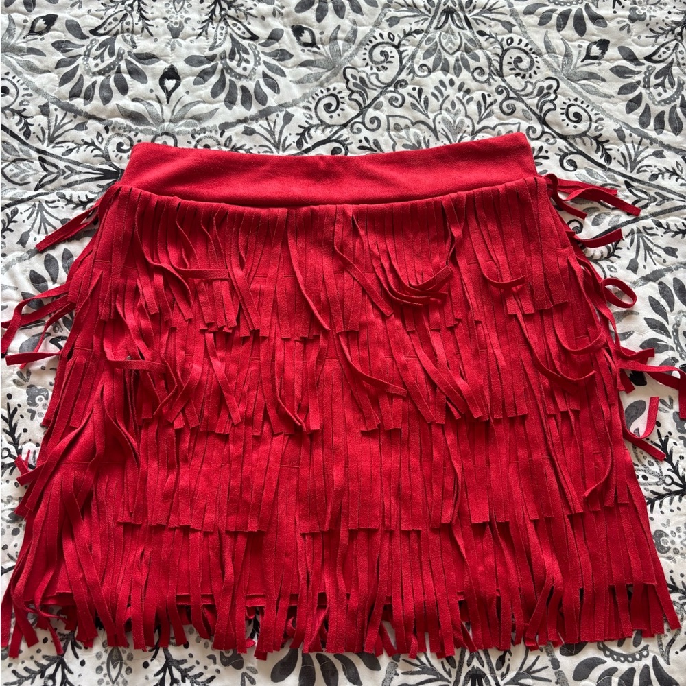 Red Fringe Skirt
